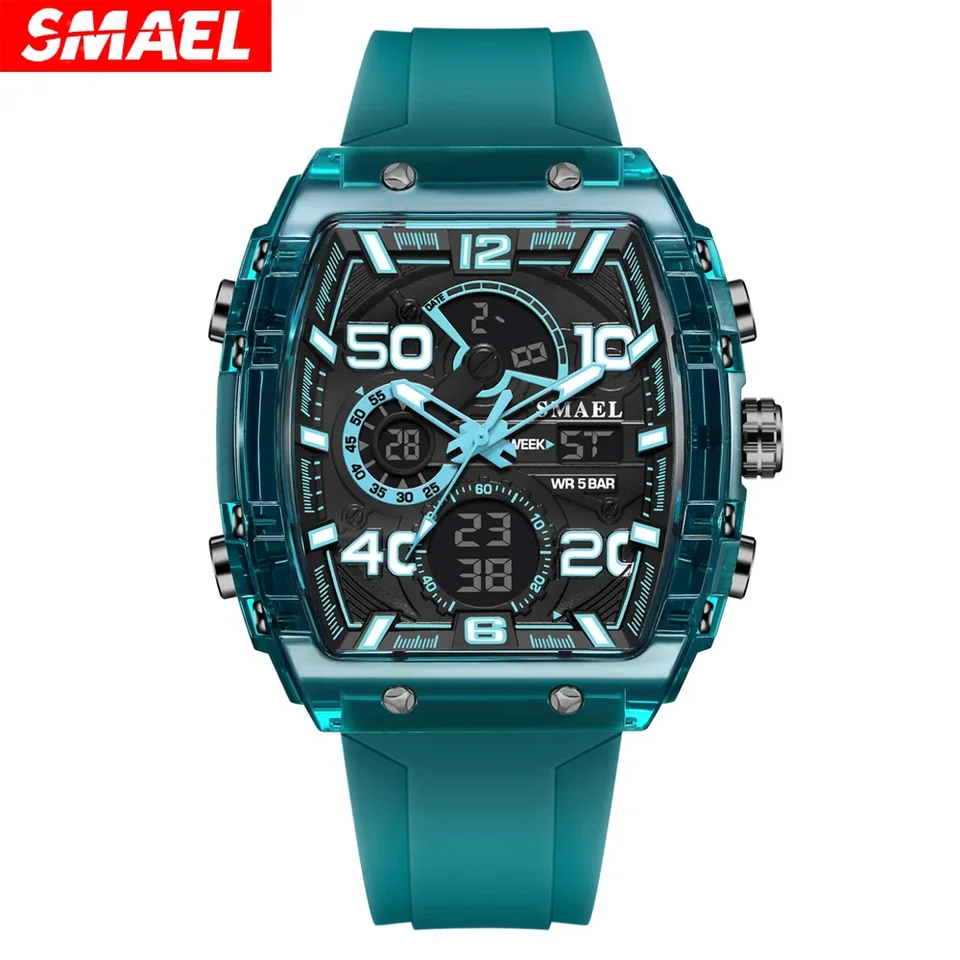 SMAEL Mannen Militaire Horloge Outdoor LED Digitale Horloge Waterdichte Tactische Leger Pols Sport Horloges voor Mannen 8072, Marineblauw-8072, Mode & Casual