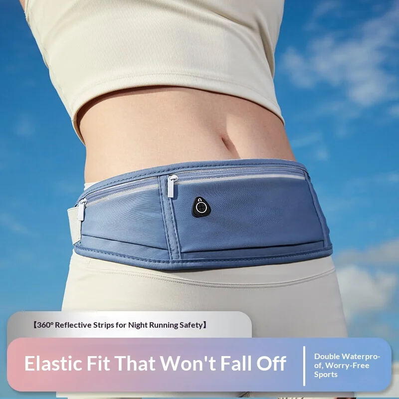 New Ultra Thin Running Waist Pack Waterproof Lumbar Bag with 3 Pockets Large Capacity for Phone Fitness Outdoor Sports