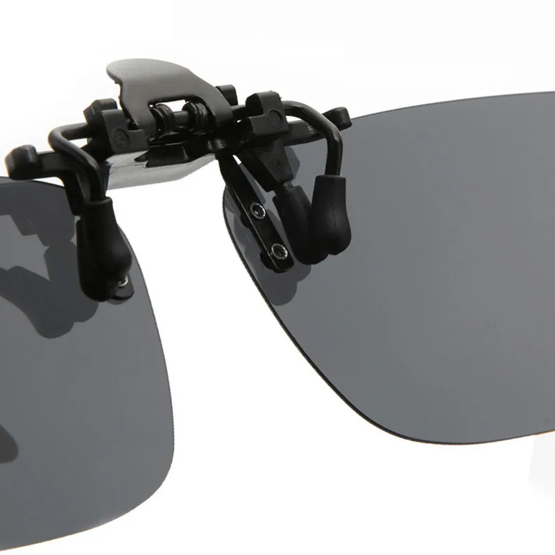Men Polarized Square Flip Up Clip on Sunglasses Photochromic Polarised Women Sun Glasses for Night Driving Lens
