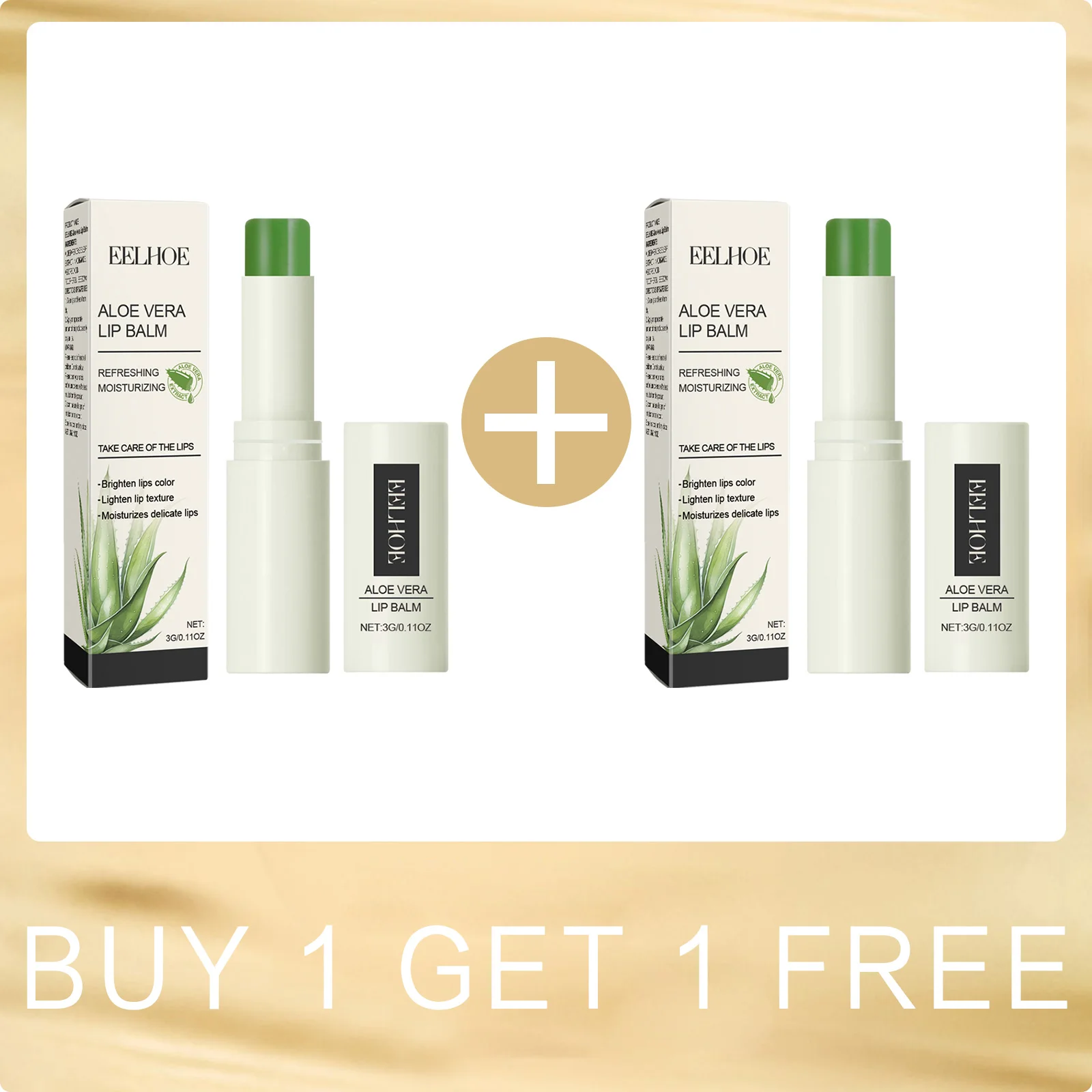 thumbnail image 1 of Bálsamo labial de aloe vera, hidratante, resistente al agua, antigrietas, aclara los labios oscuros, gel labial de aloe vera, 1 of 5