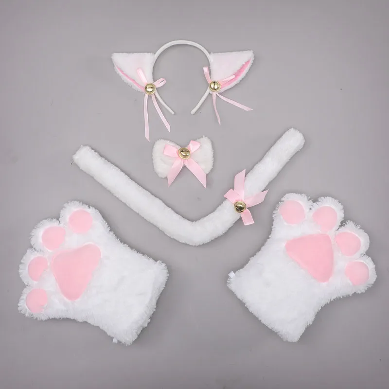 

Popular Anime New Cute Cat Cosplay Props Ear Hoops Cat Claw Gloves Tail Accessories Set Girl Gift