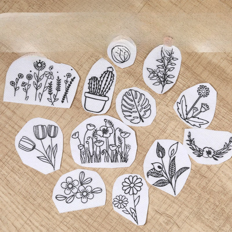 Water-soluble embroidery sewing material package, various patterns, embroidery cloth stickers, handmade DIY material
