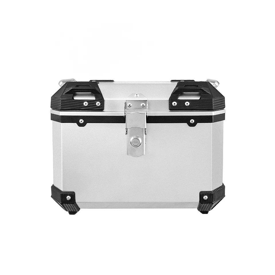 45L Motorcycle Top Case Tail Box With Backrest And Mounting Plate Hard Aluminum Alloy Watertightness Security Lock Against Theft Black Metal - View #5