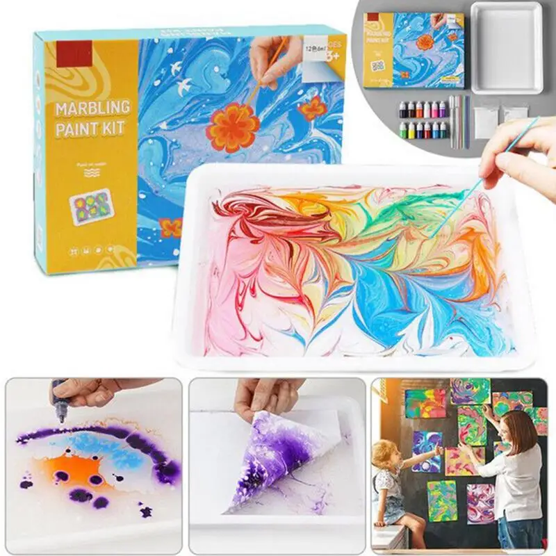 EOPUOZS – Set Di Colori Per Marmorizzazione Ad Acqua Per Bambini 6+ Anni – Kit Fai Da Te Con 8 Colori