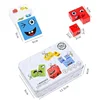 Children's Wooden Four Person Battle Face Changing Facial Expressions Magic Cube Building Blocks Wooden Interactive Games Party 6