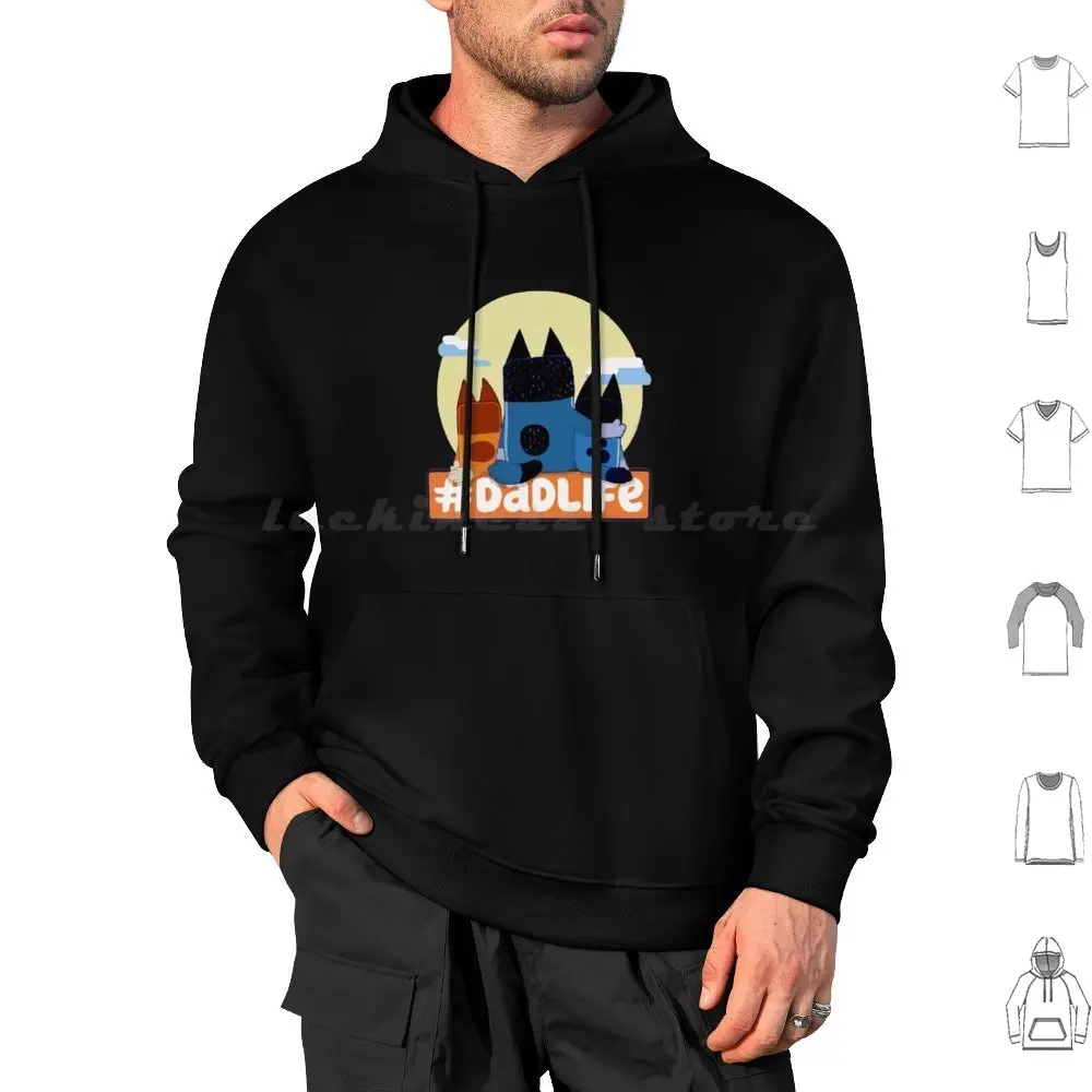 

Blue Dad Life Hoodies Long Sleeve Muffin Heeler Bingo Funny Dog Cute Cartoon Bandit Australia Muffin Heeler Bandit