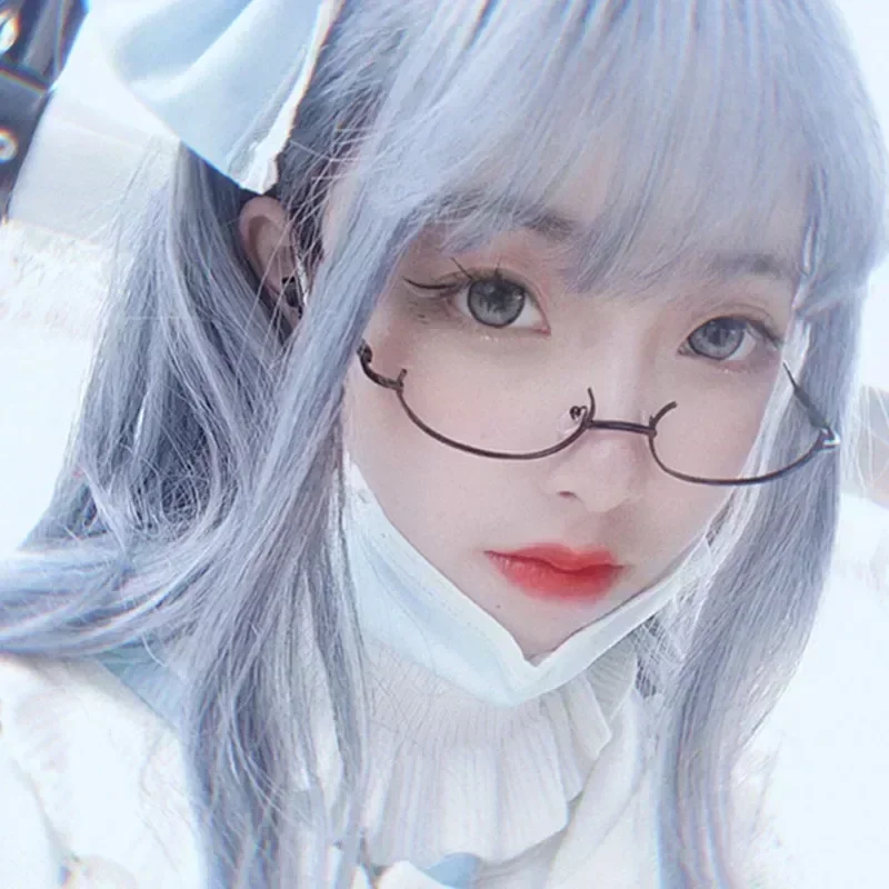Fashion Eyeglasses Metal Frame Half Without Lens Girls Cosplay Party Decoration Y2K Photography