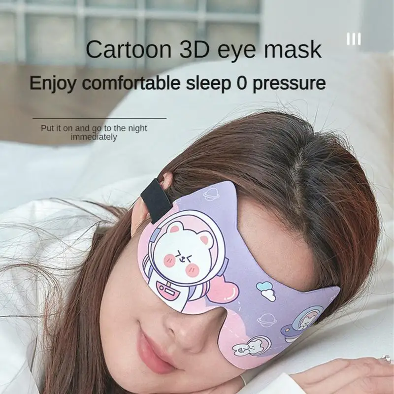 Maschera Per Gli Occhi 3D Sleeping Travel Shading Eye Mask Cute Cartoon Soft Mask For Eye Cover Sleeping Aid Relax Night Benda Traspirante