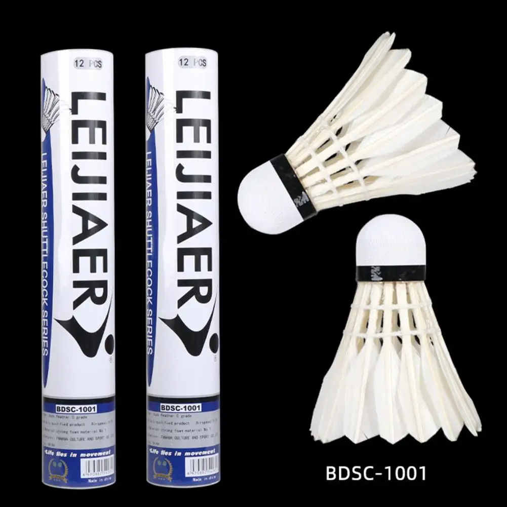 12pcs/set Duck Feather Ball Good Elasticity Smooth Edges Sports Training Individual Badminton Shuttlecock For Badminton Gaming - Shuttlecock