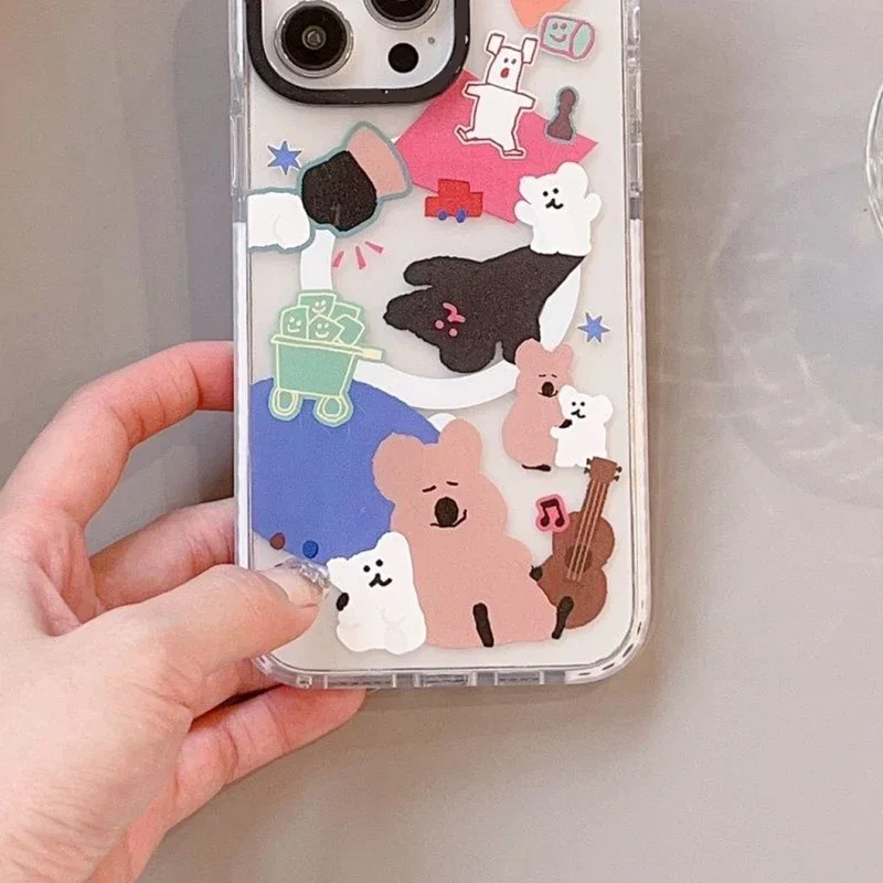 MagSafe Acrylic Cartoon Bear Phone Case Cover for IPhone 11 12 13 14 15 Pro Max Case for IPhone 15 Pro Max