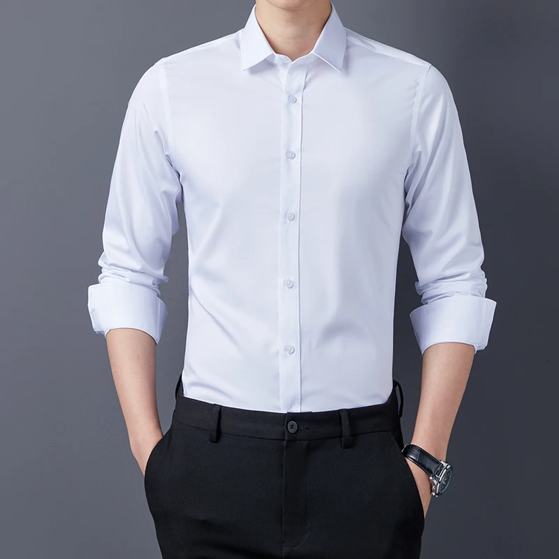 Men Long Sleeve Formal Polo-Neck Shirts Business Casual dress shirts men casual shirts