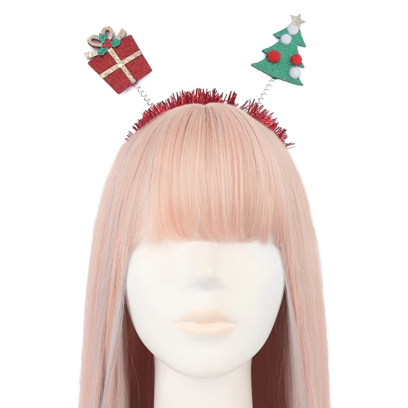 

Праздничная рождественская елка и подарочная коробка, повязка на голову для подростков, обруч для волос с блестками, Новый год,