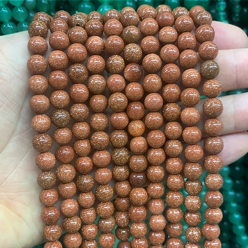 

Round gold stone 5A Quality Loose Beads For Jewelry Making DIY Necklace Accessories Charm Bracelet 15" Wholesales 4/6/8/10/12mm