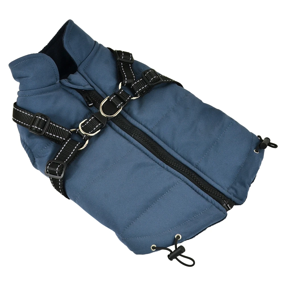 thumbnail image 1 of Ropa de invierno para mascotas, chaleco 2 en 1, chaqueta con arnés y cremallera en la espalda, abrigo cálido con forro polar para perros, abrigos para perros para clima frío, 1 of 5