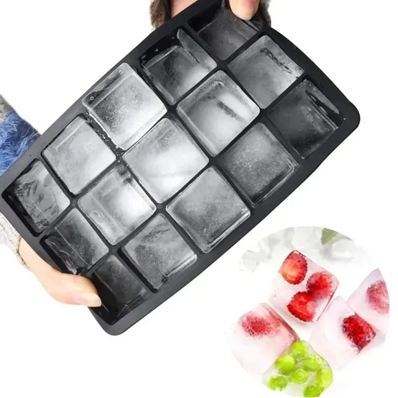 3D Silicone Ice Cube Mold Big Square Ice Cube Tray Mold Ice Cube Maker Non-toxic Durable Bar Pub Wine Ice Blocks Maker