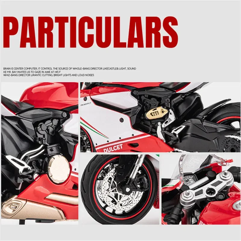 1:12 DUCATI 1199 Panigale Diavel  V4S Alloy Racing Motorcycle Model Diecasts Metal Street Sports  Sound Light Toys Gift 2