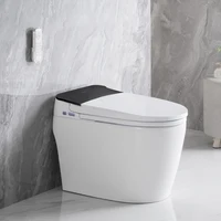 Elongated Smart Toilet with Elongated Heated Bidet Seat, Intelligent Toilet with Bidet Built-in, Feet Sensor,Auto Open/Close 1