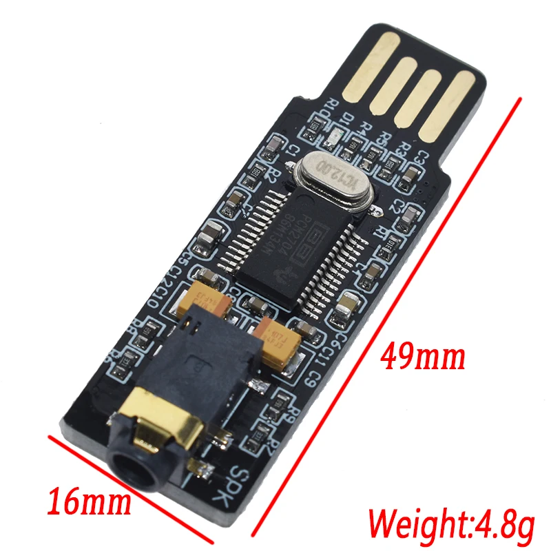USB 오디오 사운드 카드 DAC 디코더 보드, PC 노트북용 미니 PCM2704 드라이브