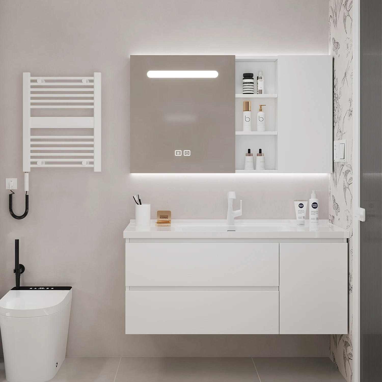 

European Style Washroom Modern Bathroom Vanities Bathroom Cabinets For Sale High Quality Waterproof White Bathroom Vanity