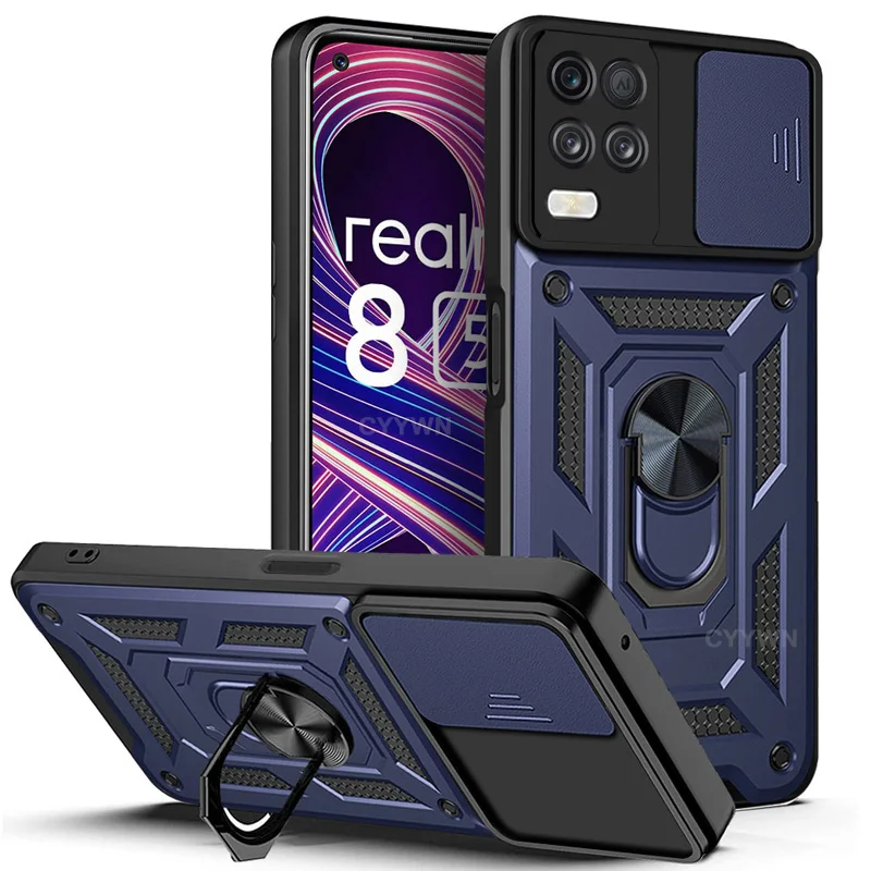 Slide camera shockproof armor case for Realme 8 Pro 8 5G 8i C21Y C25 C20 C11 C12 C3 C21 coque funda for OPPO A15S A16 A74 A54 best case for oppo Cases For OPPO