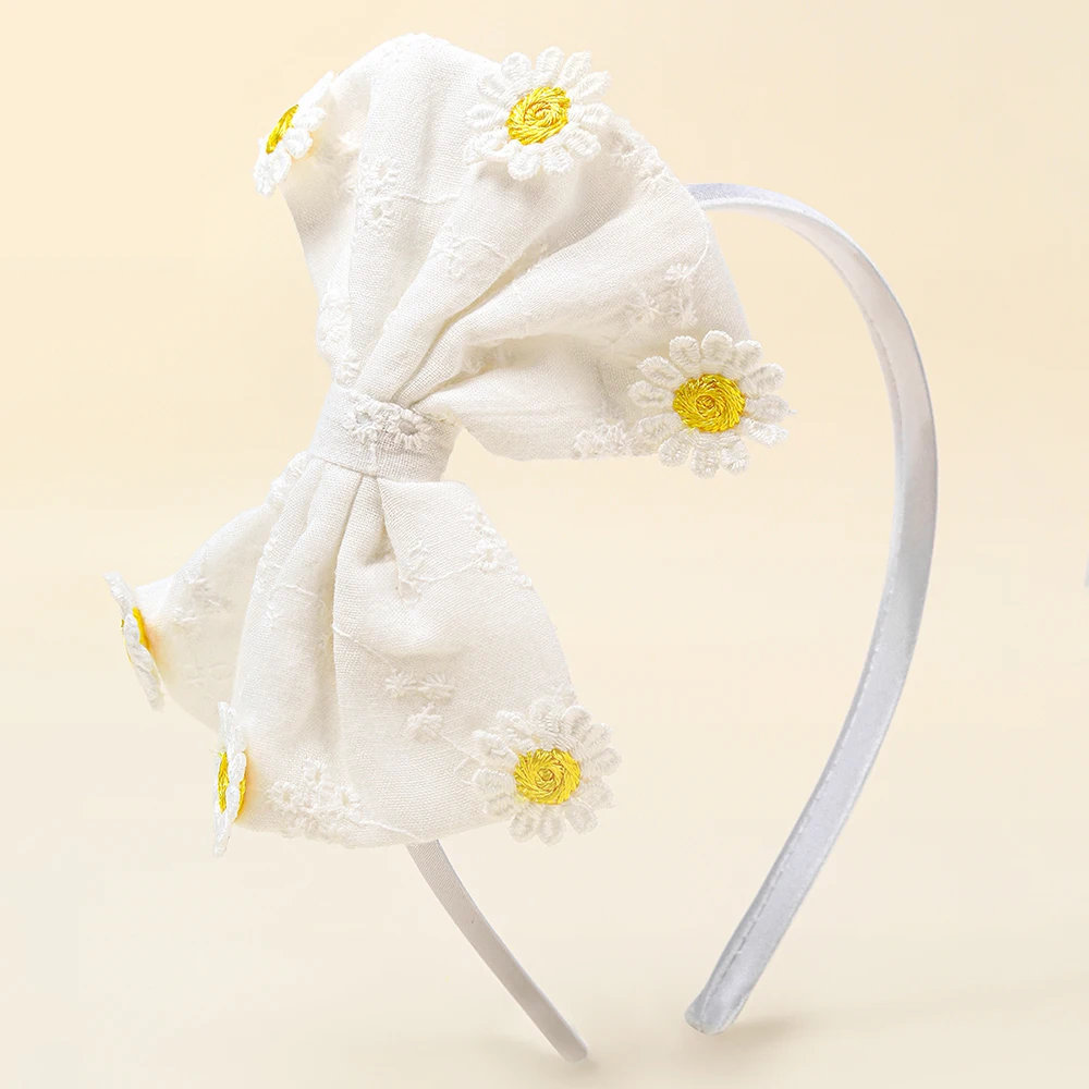 2 pc Gänseblümchen Haars pangen Mädchen weiße Schleife Haars pangen einfache Blume Haarschmuck Haars pangen für Frauen und Mädchen Kopf bedeckungen – Detail 2