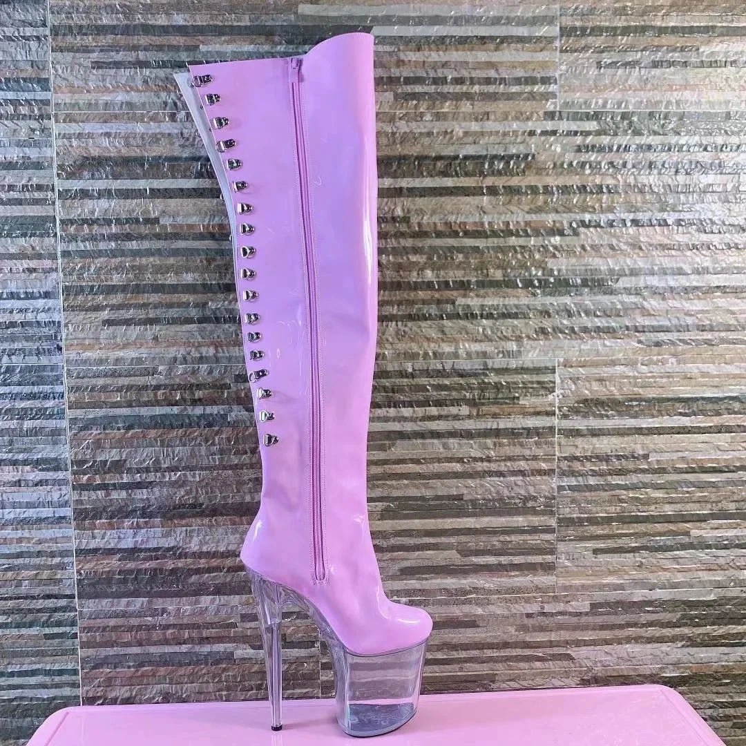 

20cm High Heel over knee pole dancing boots black thigh high boots fetish 8 inch platform high heel boots sexy women tall boots