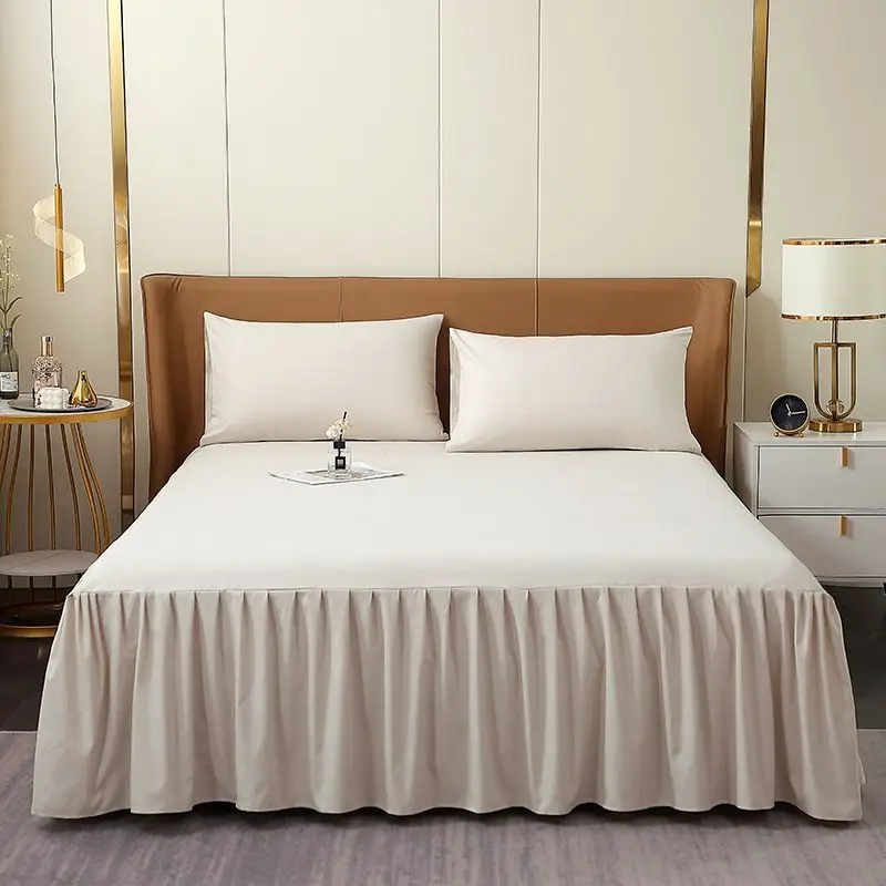 

3pcs/Set Solid Color Bed Skirt Home Hotel Bed Cover Bedspread Mattress Protector Bedsheet Bedding Skirts Twin King Queen Size