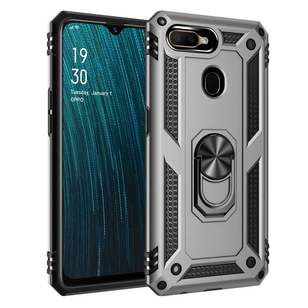 Luxury Shockproof Car Holder Ring Magnet Case - Rugged Armor Hybrid Protector Cover