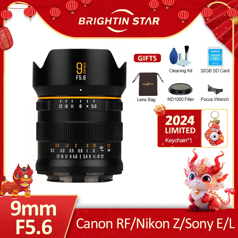Brightin Star 9Mm F5.6 Full Frame Obiettivo Grandangolare Grandangolare Fisheye Mirrorless Per Nikon Z Sony E Canon Rf Leica L
