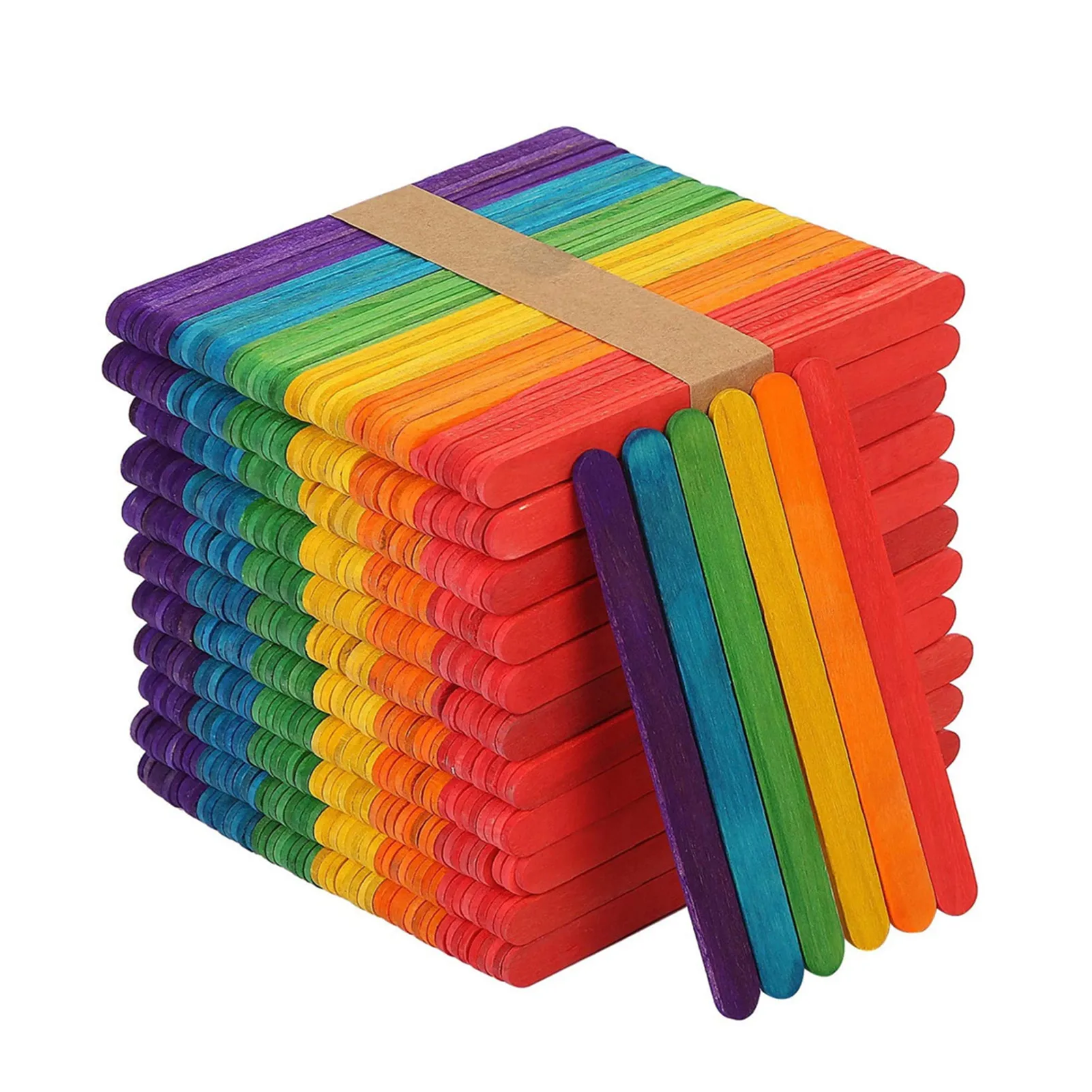 Colored Wooden Popsicle Sticks Natural Wood Ice Cream Stick 50Pcs For Kids Educational Toys Handmade DIY Craft Supplies Kitchen ice cream sticks