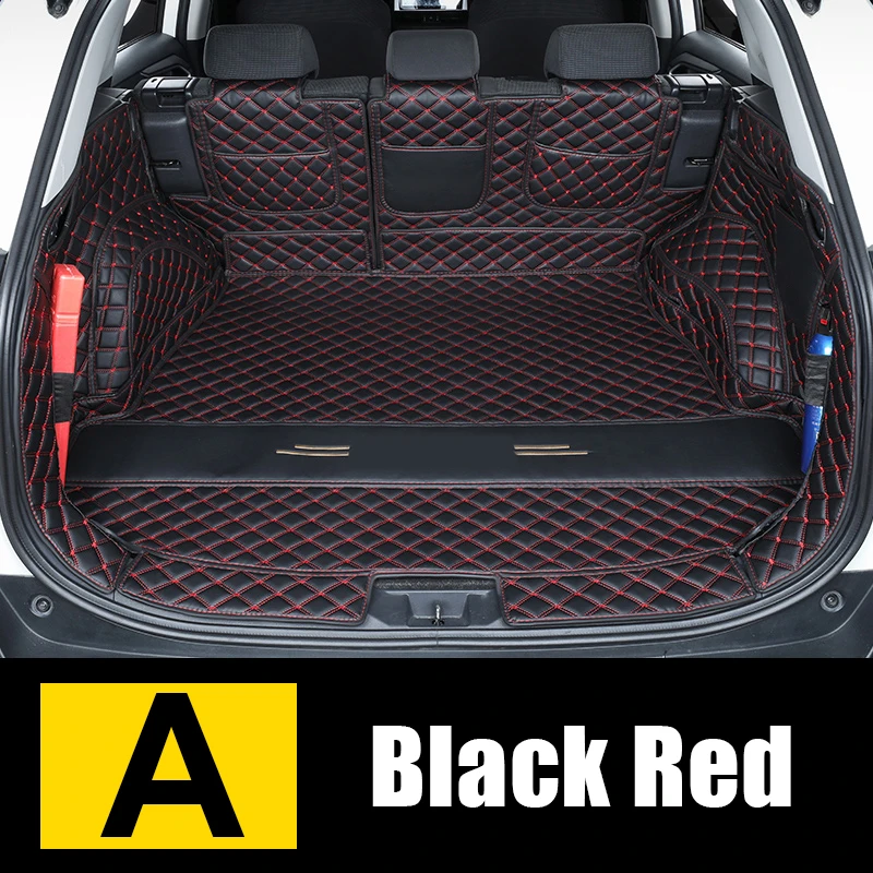  Cuir Tapis Coffre Voiture pour AAA, sur Mesure Bac de Coffre  Cargaison Tapis de Doublure Protection Housse AntidéRapant Intérieur  Accessoires,C/Black-Red