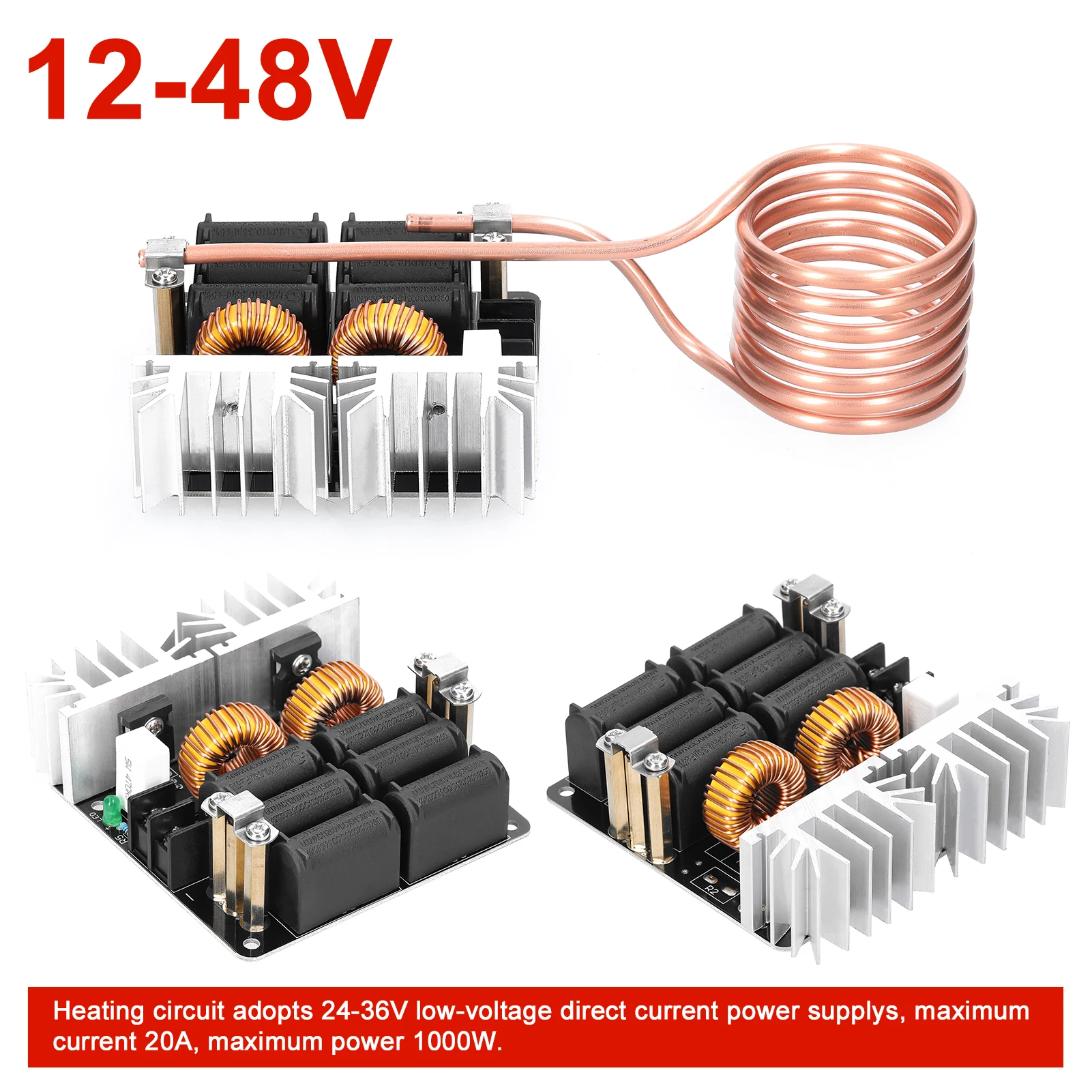 1000W ZVS Induction Heating Board Induction Heater Coil Copper Tube Flyback Driver Heater For DIY Annealing Quenching Ignition