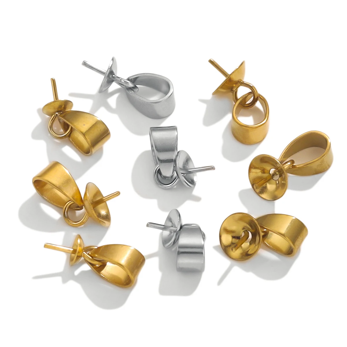 20pcs Stainless Steel Pendant Clasp Screw Eye Pins Bail Top Drilled