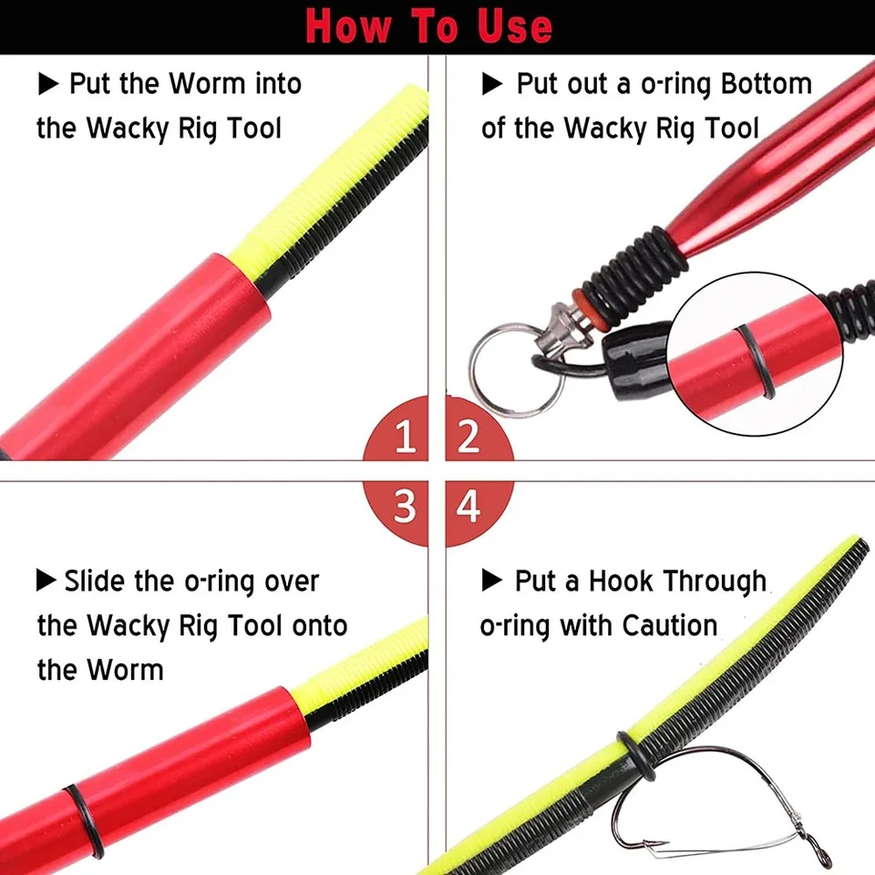 Per Wacky Worm Rig Tool Con 100 Pezzi O-ring In Silicone Per Esche - Foto 4