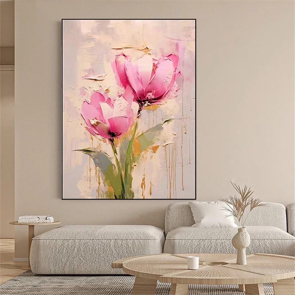 

Minimalist Abstract Decorative Painting, Hand Drawn Oil Painting Plant Flower Wall Art Painting, Living Room Decorative Painting