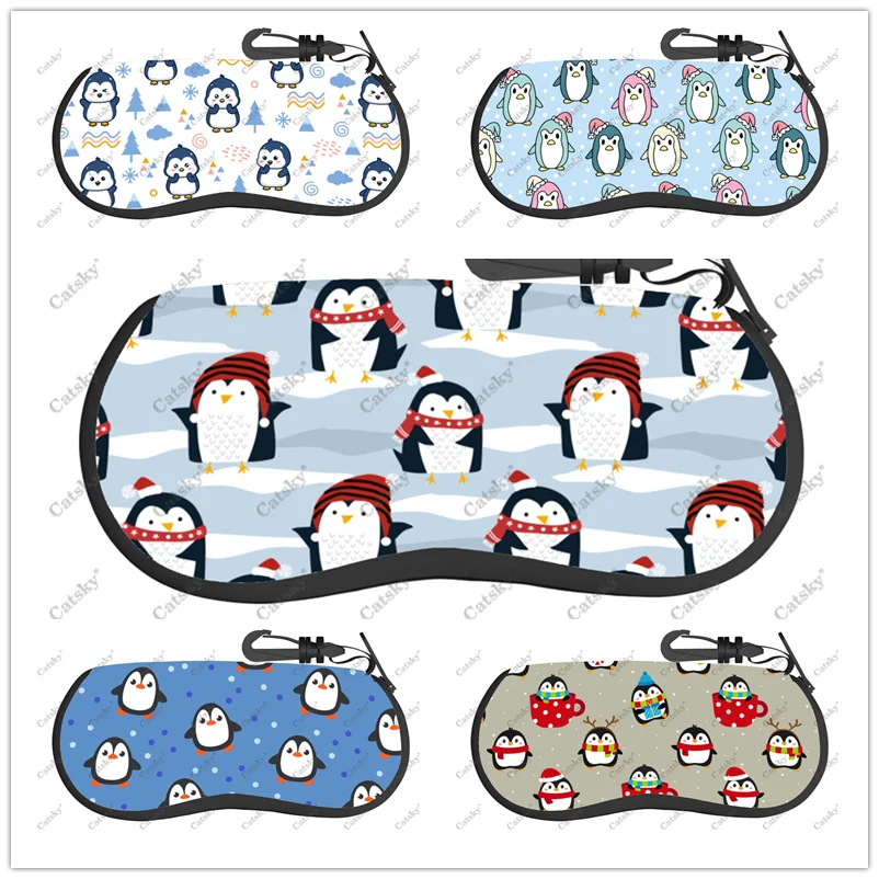 

Penguins Pattern Glasses case printed travel zipper sunglasses bags pattern classic men women's storage glasses-bag
