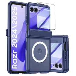 MagSafe - Compatible Matte Transparent Folding Case with Mirror Film - Motorola Razr 60 (Blue)