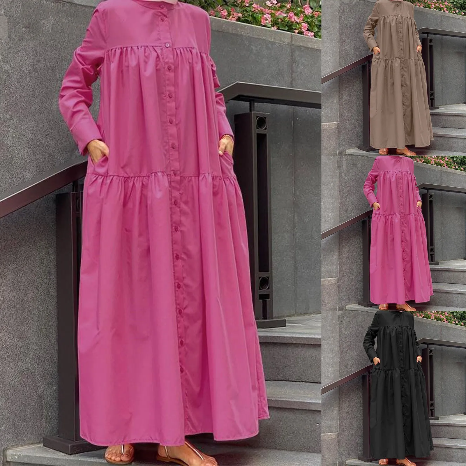 

Women Ruff Sundress Elegant Casual Party Beach Party Vintage Swing Dress Summer Solid Bohemian Oversized Vestidos Robe Ramadan