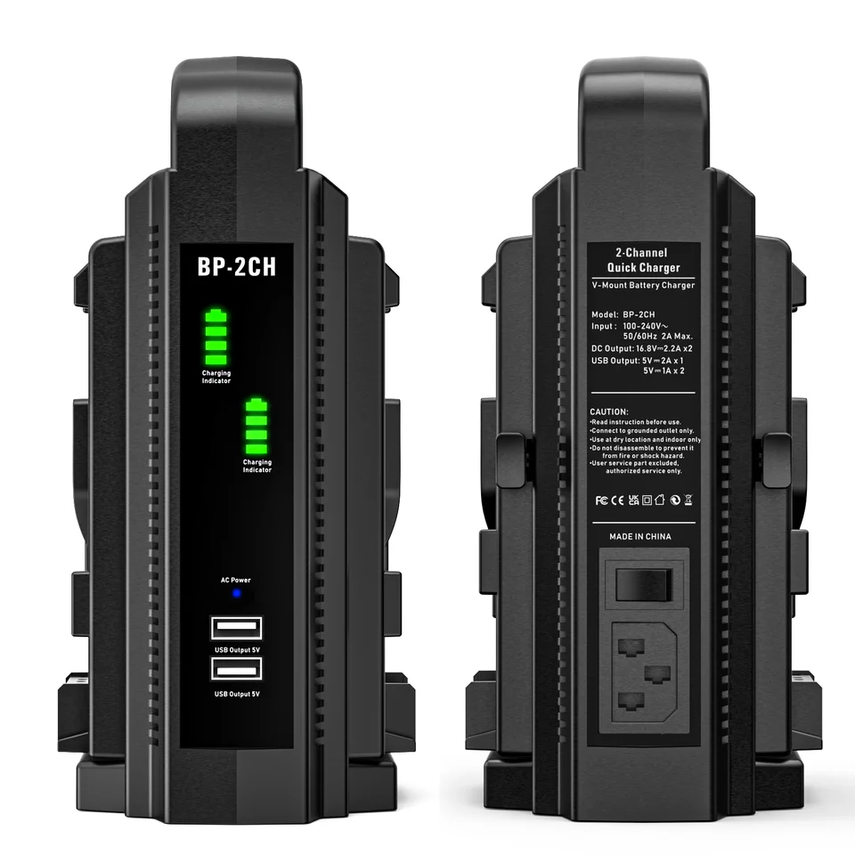 Vマウントバッテリー充電器,BP-2CH充電器,2チャンネル,デュアルポート
