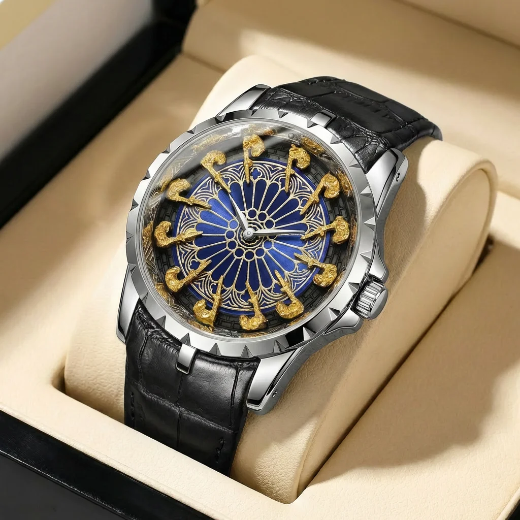 Retro Style Men's Quartz Watch with Large Dial and Practical Belt