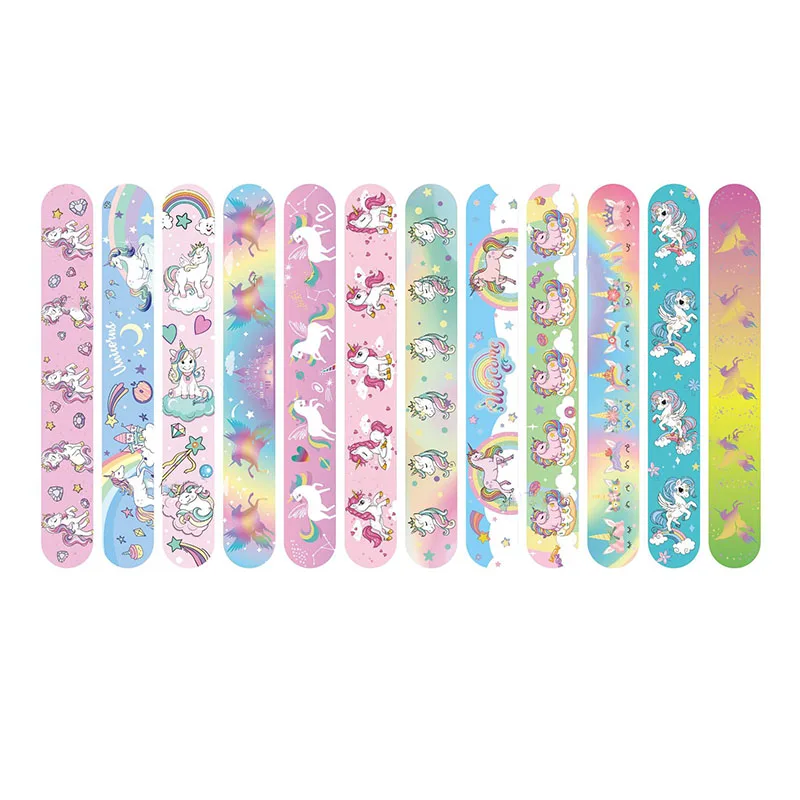 10pcs Rainbow Unicorn Slap Bracelets Gifts Unicornio Party Decoration Happy Kids Girls Rainbow Horse Theme Birthday Party Favors party supplies party decorations