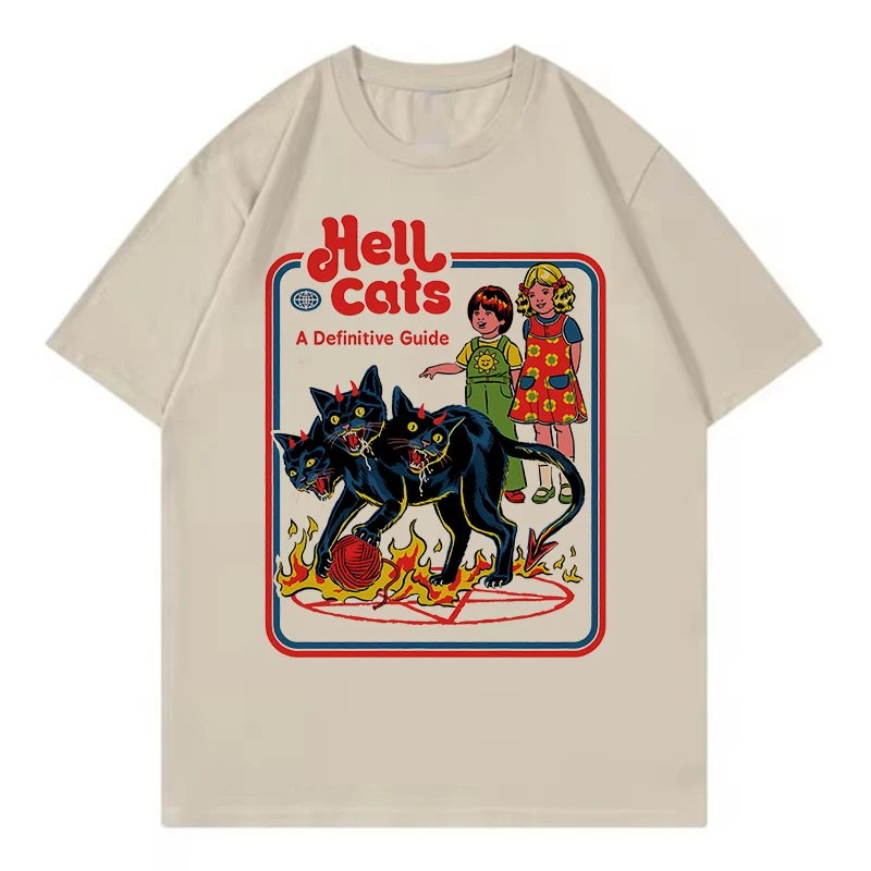 Harajuku Humor Comic Katze Lustige T-Shirts Herren Katzen-T-Shirt Rundhals Kurzarm Trendiges T-Shirt Streetwear Unisex Top