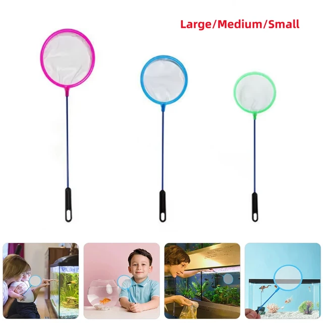 10Pcs Long Handle Portable Fish Net Diameter 7/9.5/10cm Round Aquarium Fish Tank Little Fish Shrimp Landing Net Cleaning Tool