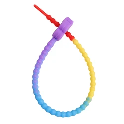 Cute Candy Color Silicone Reusable Bag Ties & Keychain Lanyard Set (PURPLE)