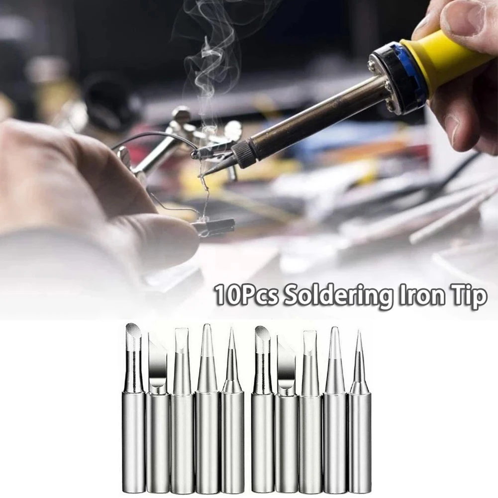 10pcs/set Durable Soldering Iron Tips I+B+K+2.4D+3C 900M-T Soldering Iron Pure Copper Lead-Free Equipment  Power Tools Parts stick welding stinger