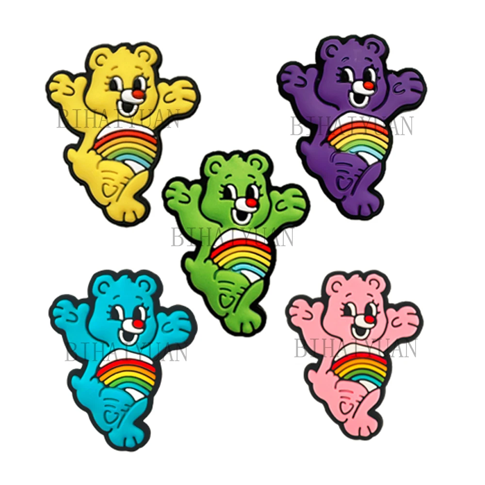 

10pcs cartoon rainbow bear Silicone Focal Beads Silicone Baby DIY Pacifier Chain Clips Beads pen Toy Jewelry Accessories