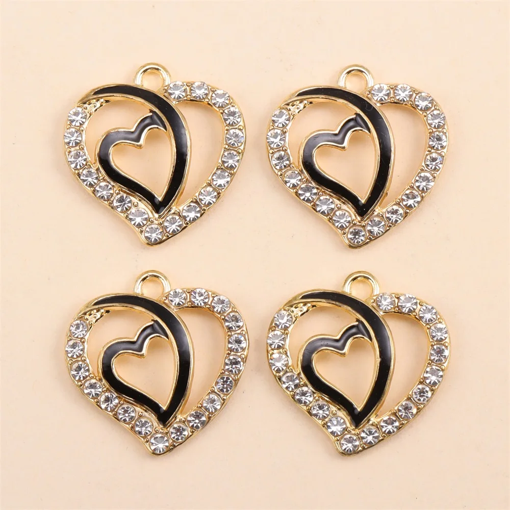 10 Stück Mode Legierung Zirkon Liebe Herz Anhänger Frauen Halskette Ohrringe Charme Schmuck Accessoires DIY Herstellung von Bastel materialien – Detail 10