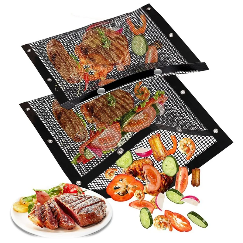 

Large Grilling Bags For Outdoor Grilling-11.82X10.62 Inch, 2 Pack Reusable Non-Stick BBQ Mesh Grill Bags Easy To Use