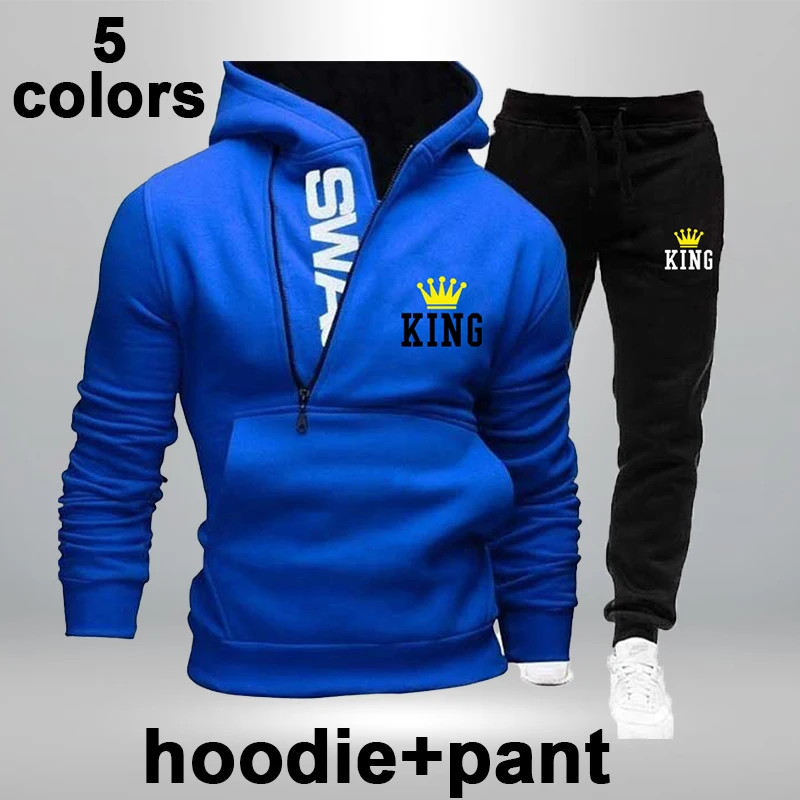 2023 New Letter Printing Fashion Hoodie Two Piece Set Autumn/Winter Sports Jogging Set Hoodie Set Hoodie Pants Men's Sportswear summer men s suit 3d printing short sleeved t shirt sports pants two piece men s casual sports suit jogging suit