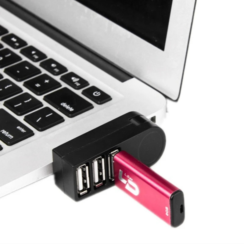 Rotatable 3 Ports Hub USB Mini Adapter Data Transfer For PC Laptop Computer Accessories